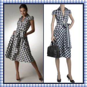 Dvf Clarence gingham taffeta dress size 6